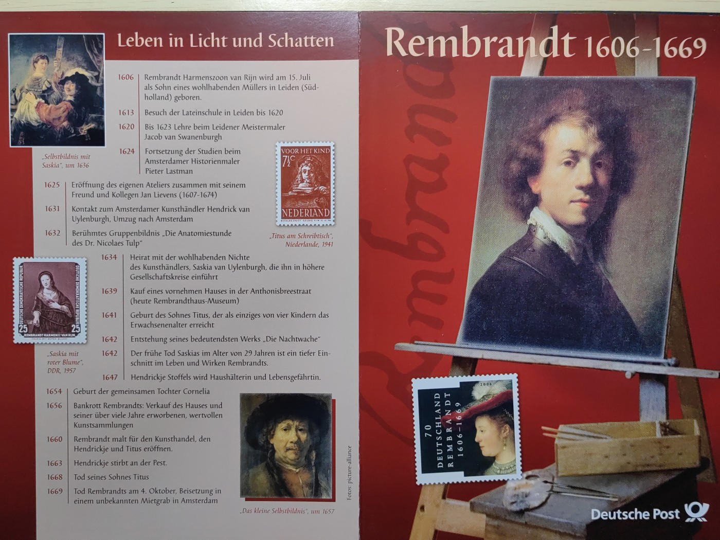 邮折✌（拍卖专场）精品🔥专场 第60场 德国2006年 与荷兰联合发行 伦勃朗名画 莎斯姬亚像