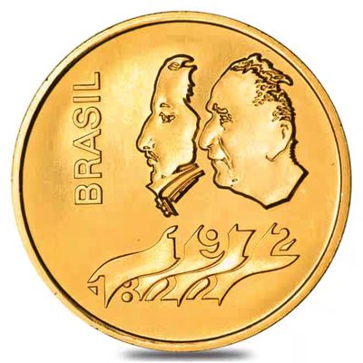 【海寕潮】拍卖第104期 - 【海寧潮】巴西1972年独立150周年16.64克纪念金币【黄金价格8374】