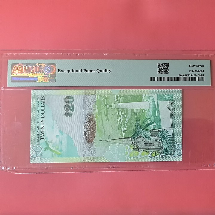 百慕大2009年20元 A1首冠 千位号 数三 无4 美洲纸币 实物图 UNC