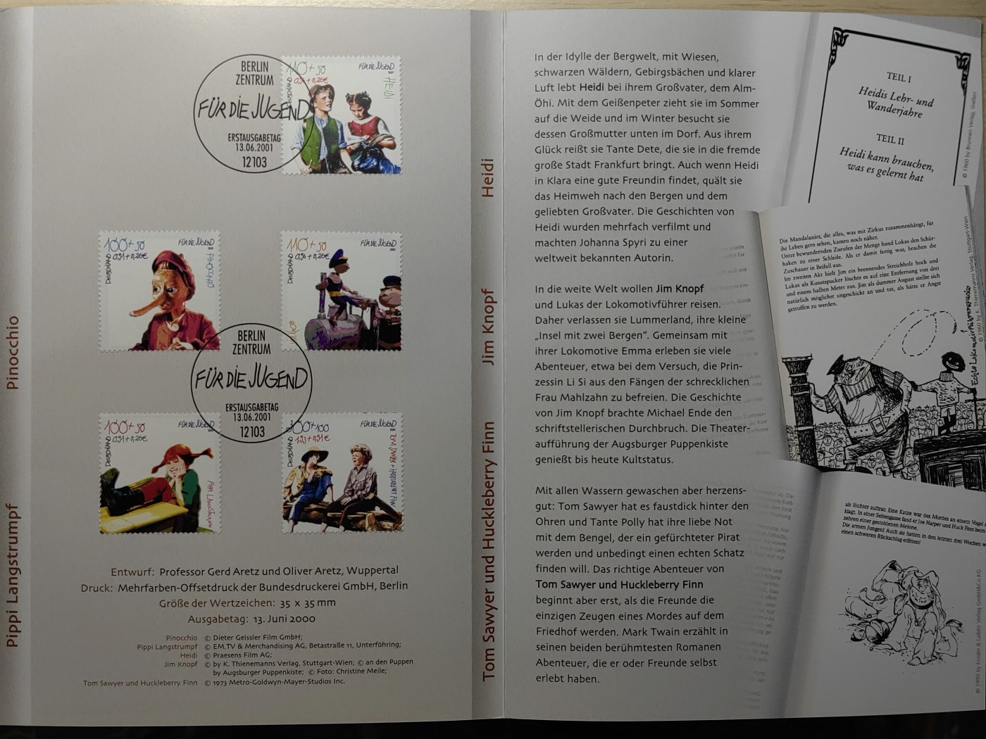 邮折✌（拍卖专场）精品🔥专场 第60场 德国 2001年 儿童文学 木偶 匹诺曹 童话故事附捐