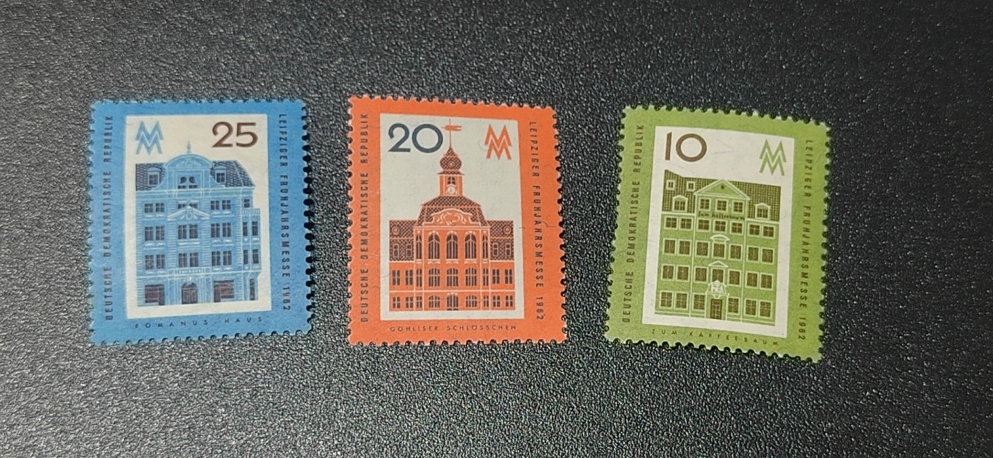 德国邮票专场，都是套票 德国邮票一套，1962年发行，莱比锡春季博览会3全，品相如图