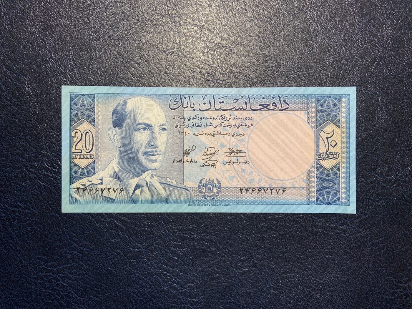 收藏联盟Quantum Auction 第336期拍卖  阿富汗1961年20里亚尔 品相全新UNC 稀少蓝色版 经典布鲁克蓝