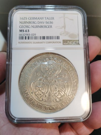 NGC-MS63德国1625年纽伦堡自由市泰勒银币 - NGC-MS63德国1625年纽伦堡自由市泰勒银币