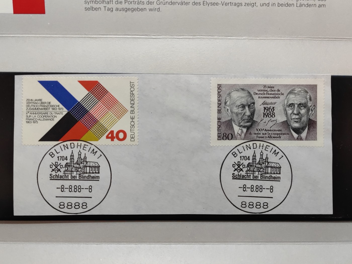 多国邮品✌（拍卖专场）精品🔥专场 第66场 法国 1988法德条约签订20周年（邮戳日期88.8.8）