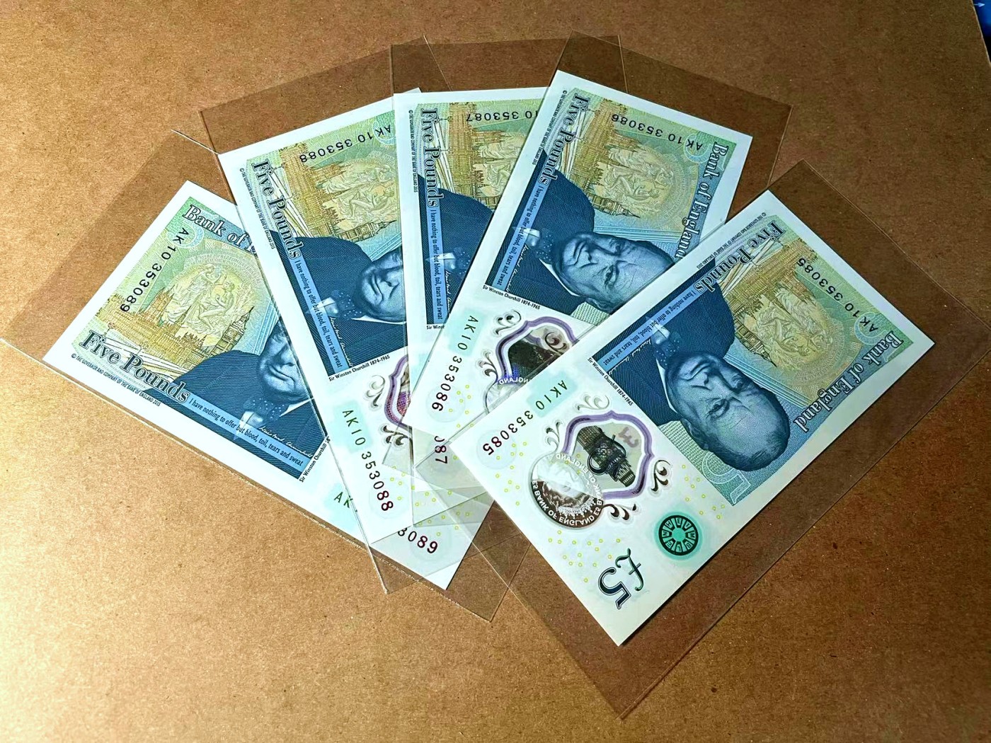 【Blue Auction】✨世界纸币精拍第458期——周六畅拍场 【一组5张 含88尾】英国 新版5镑 全新UNC