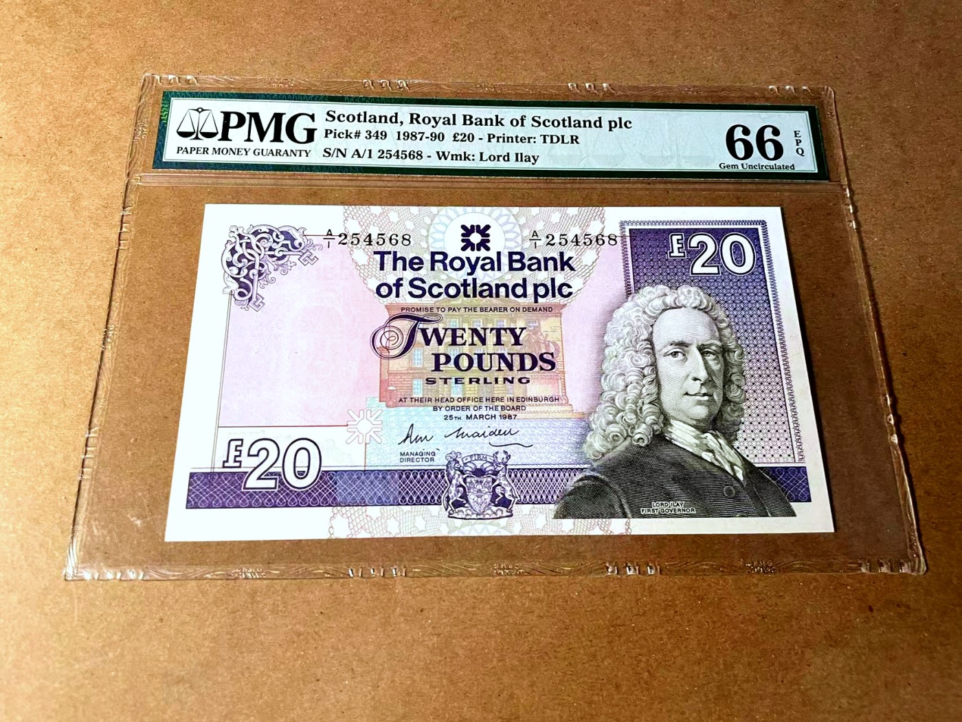 【Blue Auction】✨世界纸币精拍第458期——周六畅拍场 【A/1冠】苏格兰 1987-90年20镑 PMG66EPQ 大卷毛