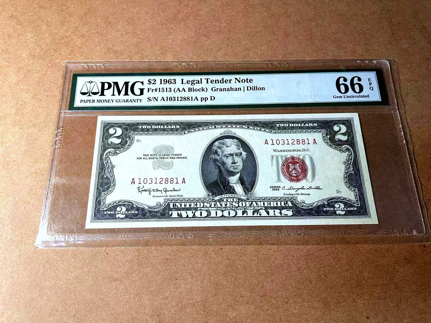 【Blue Auction】✨世界纸币精拍第458期——周六畅拍场 【AA无47】美国 1963年2美金 PMG66EPQ 