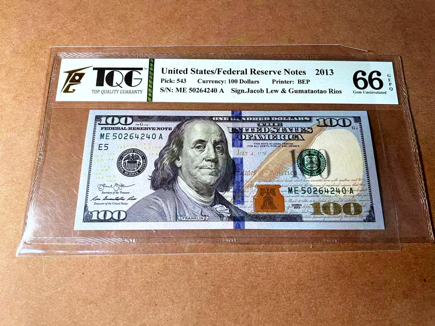 【Blue Auction】✨世界纸币精拍第458期——周六畅拍场 美国 2013年100美金 TQG66EPQ 