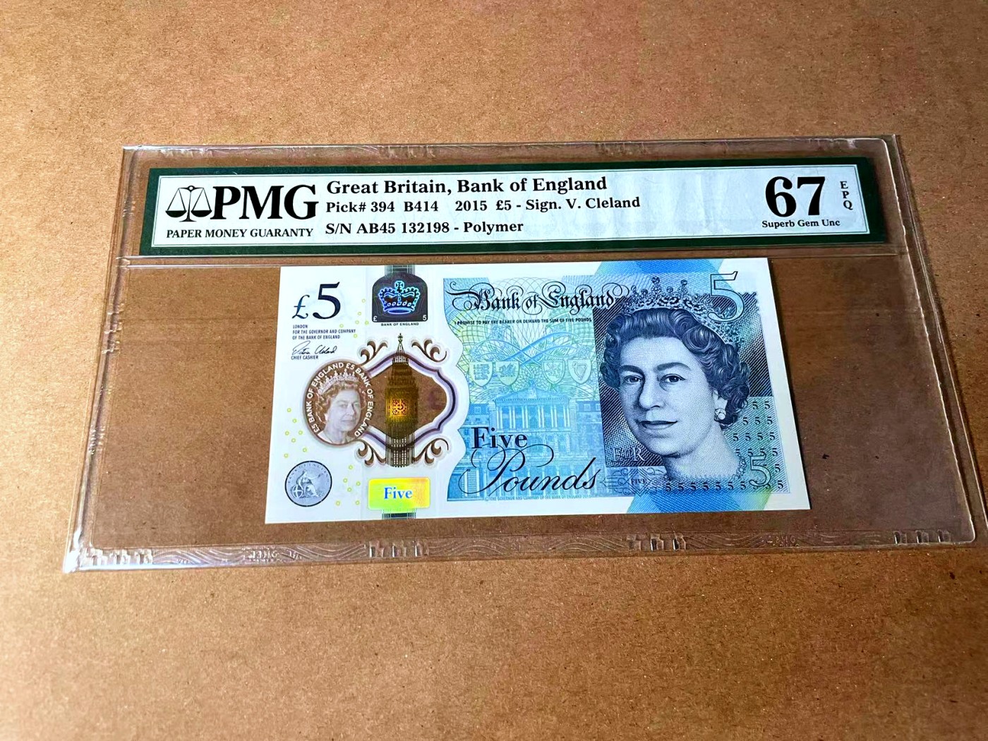 【Blue Auction】✨世界纸币精拍第458期——周六畅拍场 【无47】英国 2015年5镑 PMG67EPQ 高分