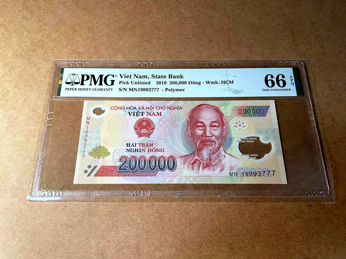 【Blue Auction】✨世界纸币精拍第458期——周六畅拍场 【777豹子号】越南 2019年200000盾 PMG66EPQ 