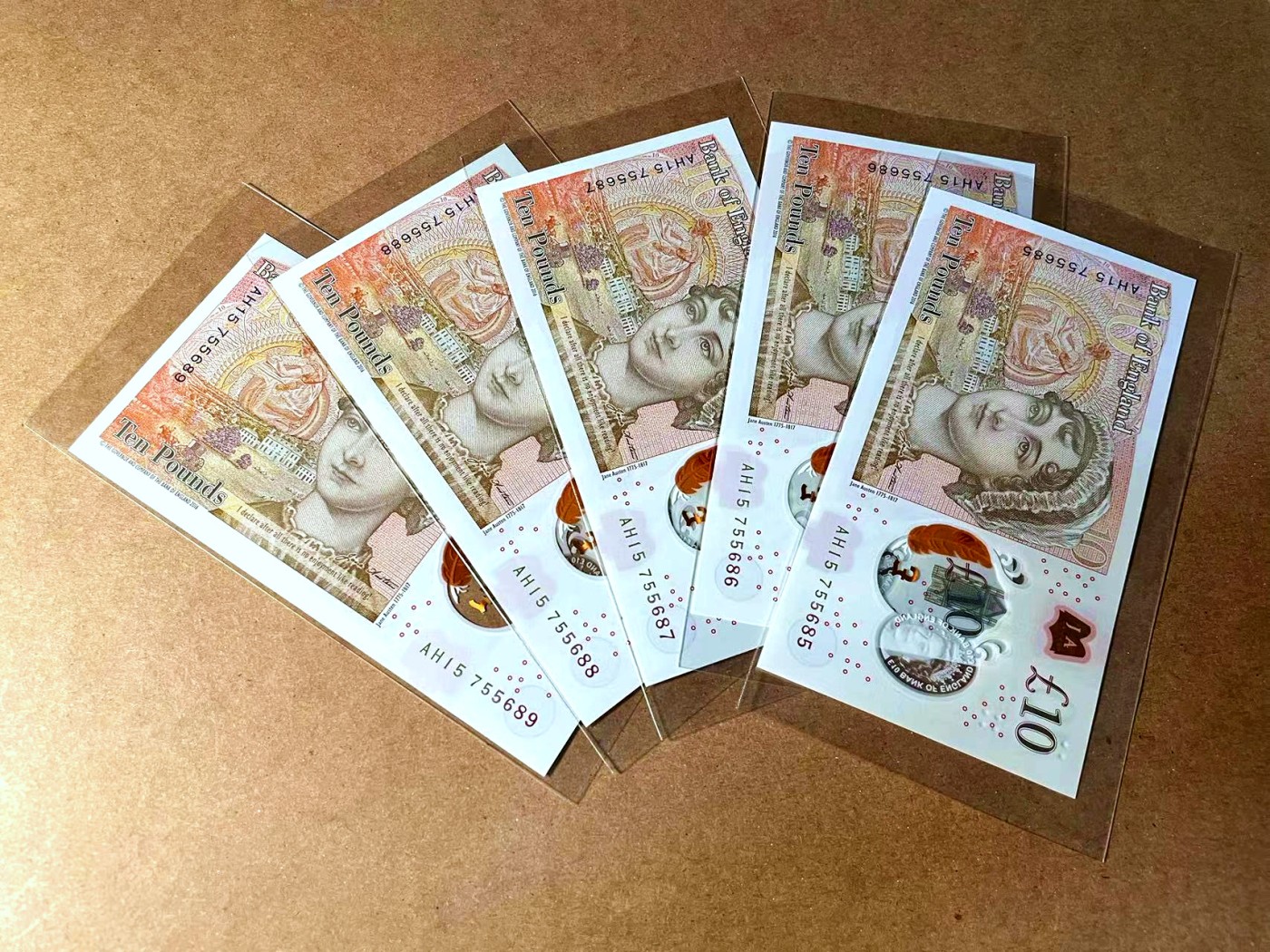 【Blue Auction】✨世界纸币精拍第458期——周六畅拍场 【一组5张 含88尾】英国 新版10镑 全新UNC