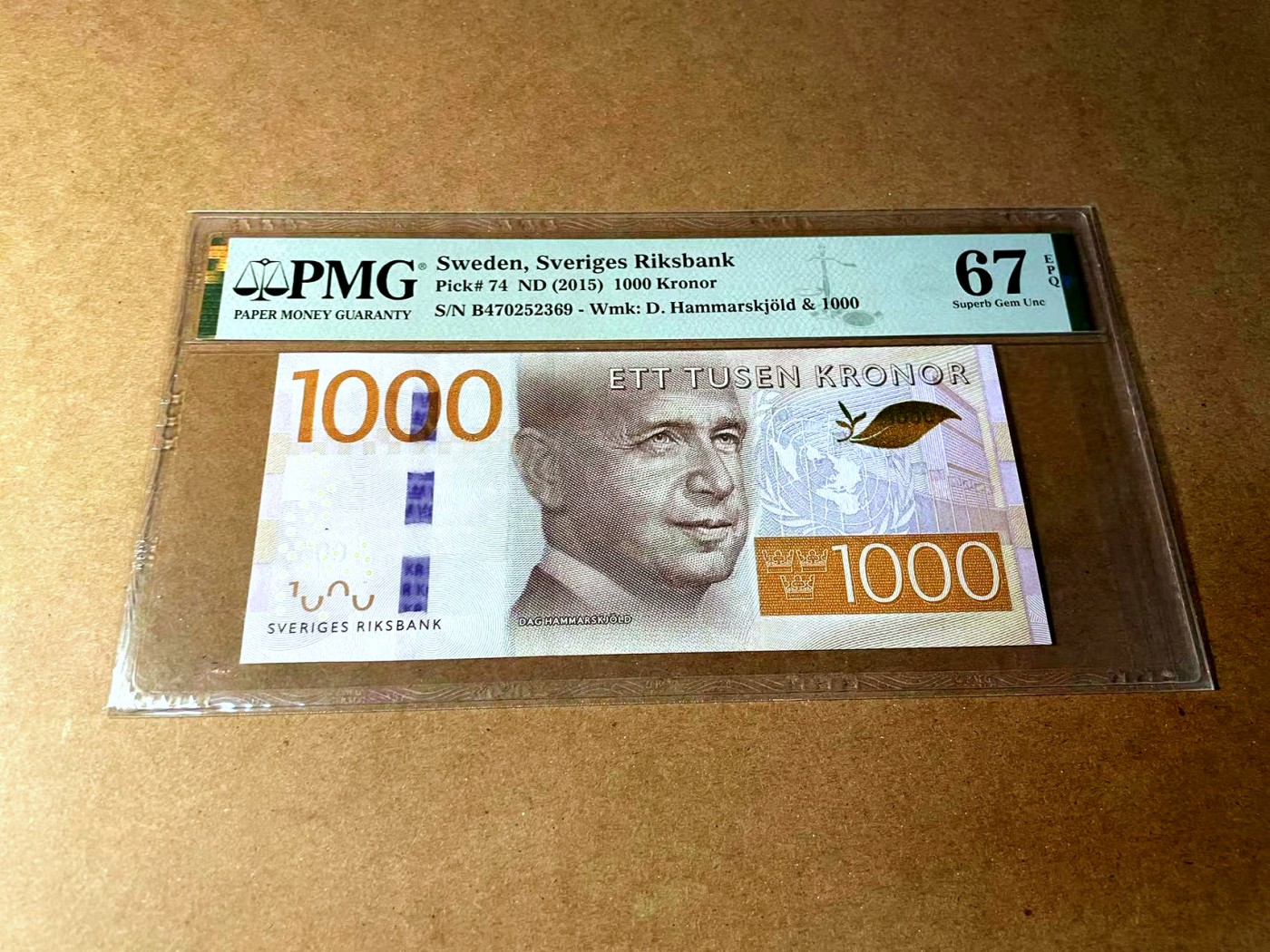 【Blue Auction】✨世界纸币精拍第458期——周六畅拍场 瑞典 2015年1000克朗 PMG67EPQ 高分