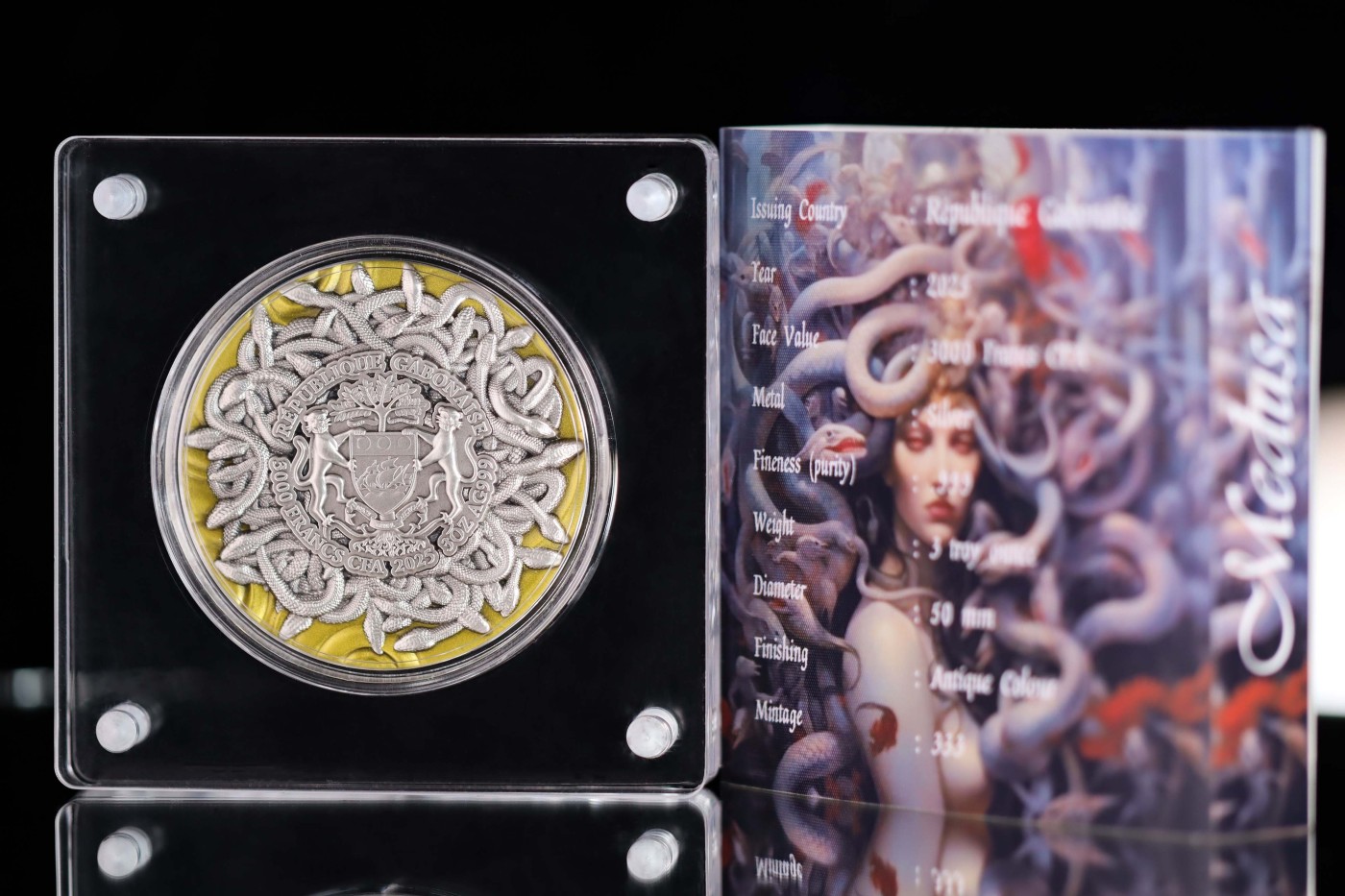 CSIS-GREAT评级精品钱币拍卖第二百四十一期 拍多少算多少 加蓬2025年古希腊神话蛇发女妖美杜莎3OZ仿古彩色高浮雕纪念银币