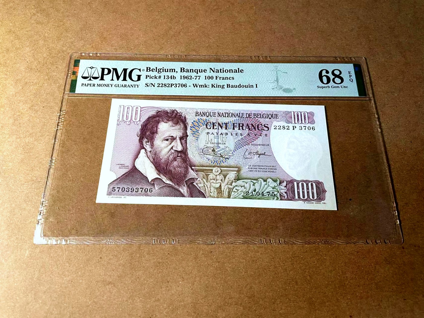 【Blue Auction】✨世界纸币精拍第458期——周六畅拍场 比利时 1962-77年100法郎 PMG68EPQ 超高分