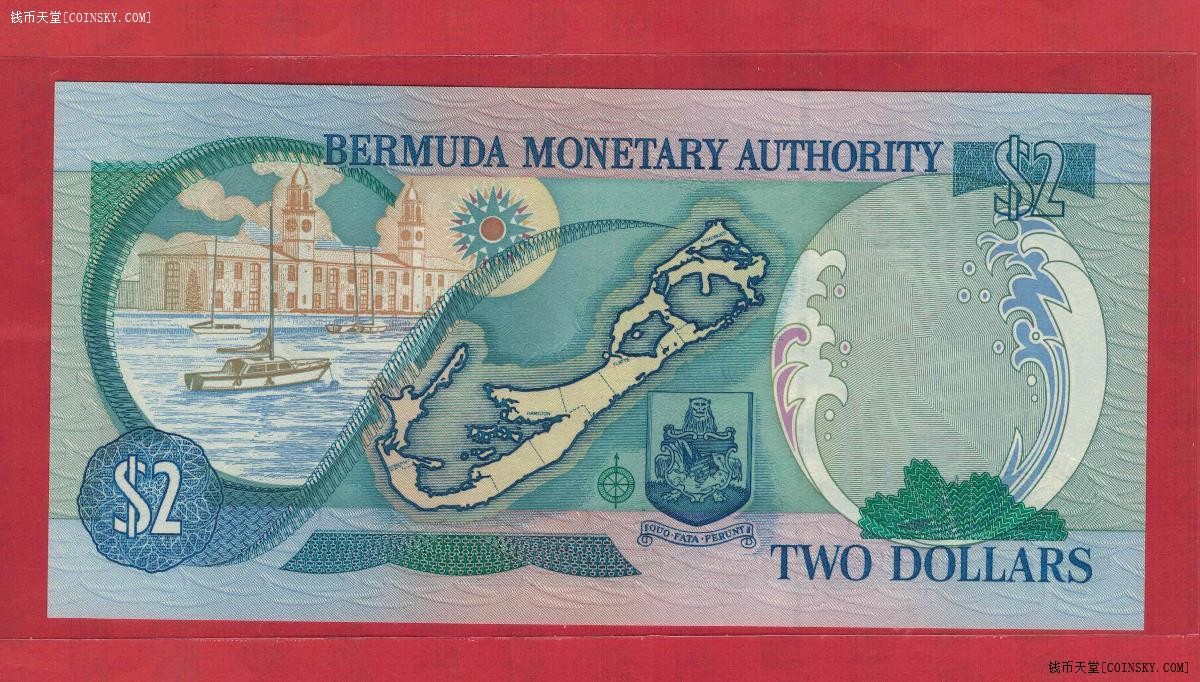 百慕大2000年2元 C/1冠 美洲纸币 实物如图 UNC