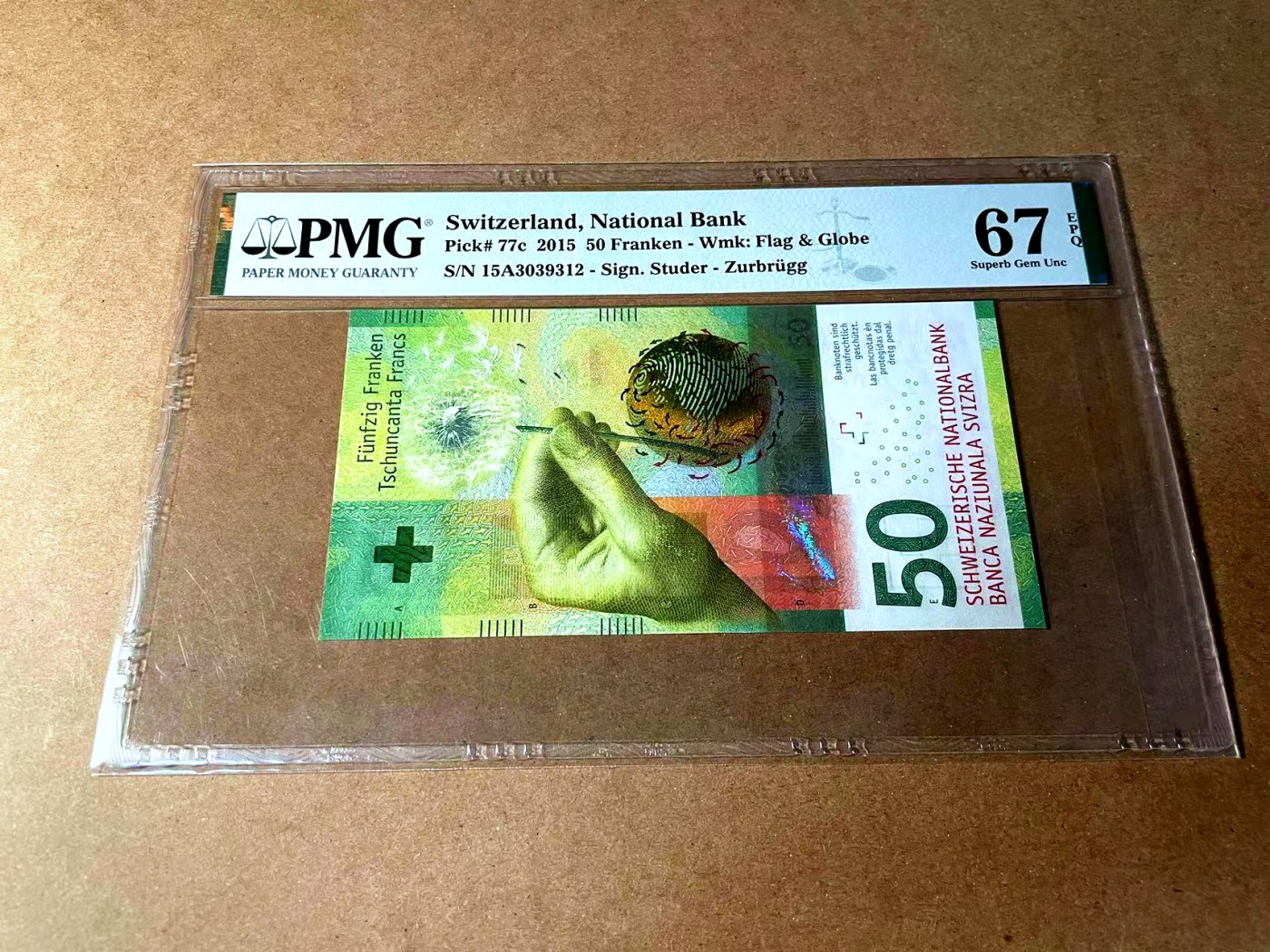 【Blue Auction】✨世界纸币精拍第458期——周六畅拍场 【A冠无47 获奖钞】瑞士 2015年50法郎 PMG67EPQ 高分