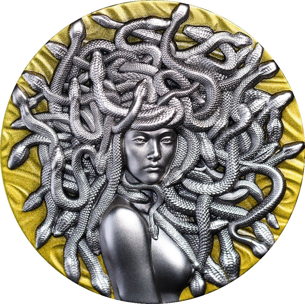 CSIS-GREAT评级精品钱币拍卖第二百四十一期 拍多少算多少 加蓬2025年古希腊神话蛇发女妖美杜莎3OZ仿古彩色高浮雕纪念银币