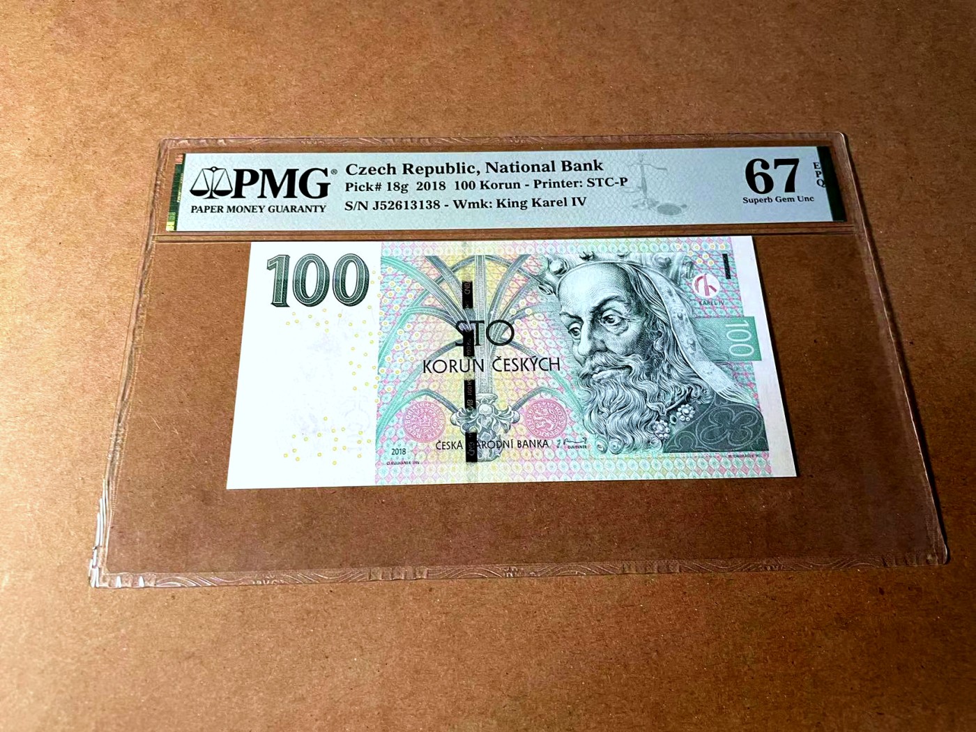 【Blue Auction】✨世界纸币精拍第458期——周六畅拍场 【无47】捷克 2018年100克朗 PMG67EPQ 高分