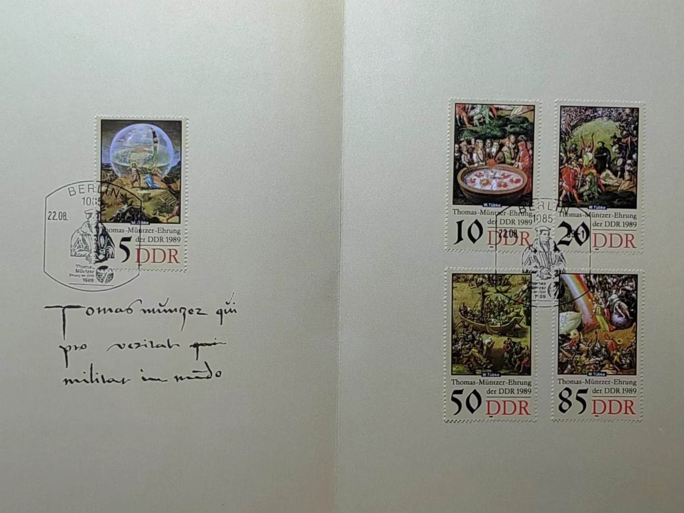 外国邮品藏品💰🌞💰（拍卖）精品🔭专场🌟 东德1989年 农民起义领袖闵采尔 绘画 5全