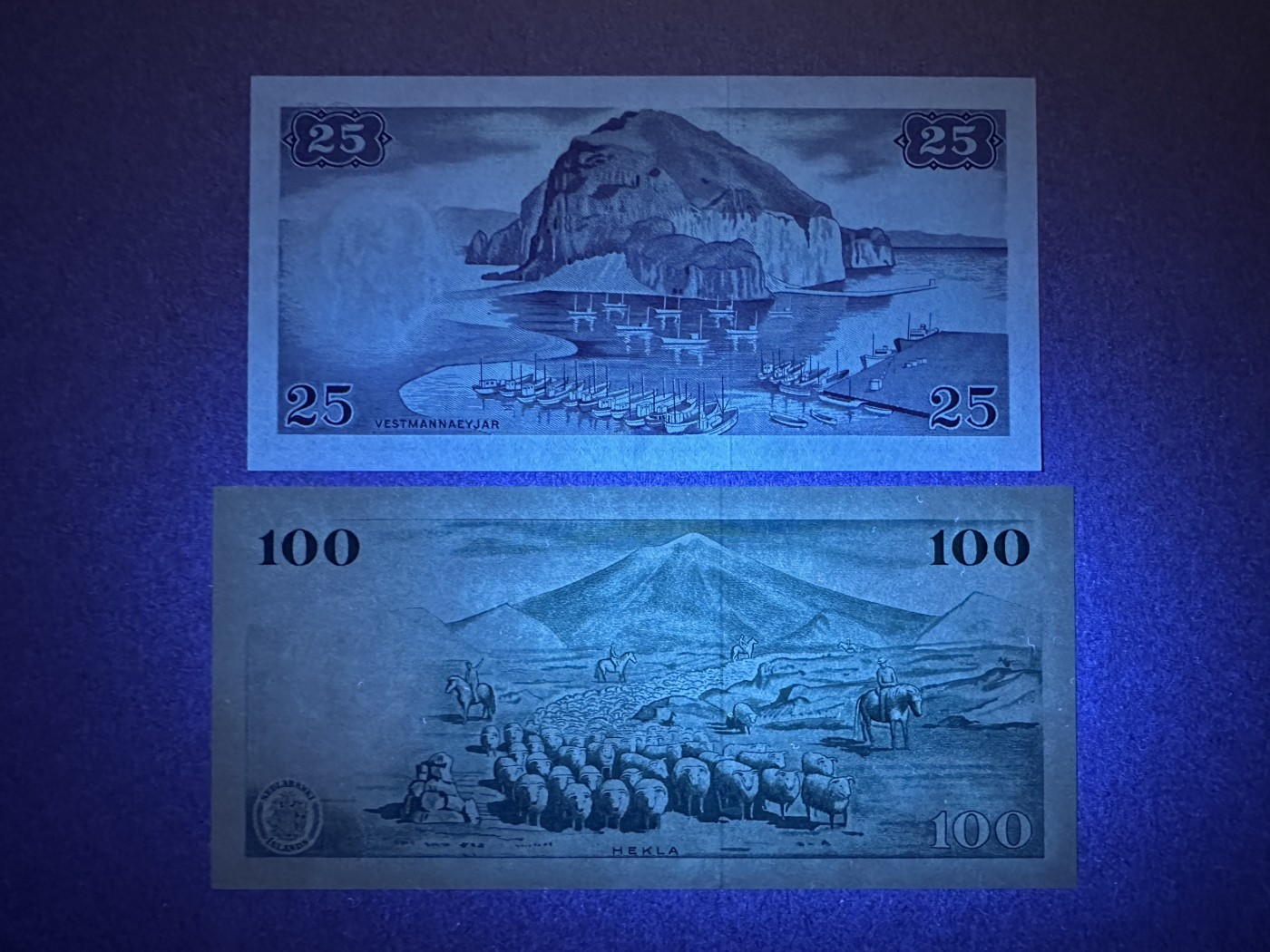 《张总收藏》144期-外币精品汇 冰岛25、100克朗2张 UNC