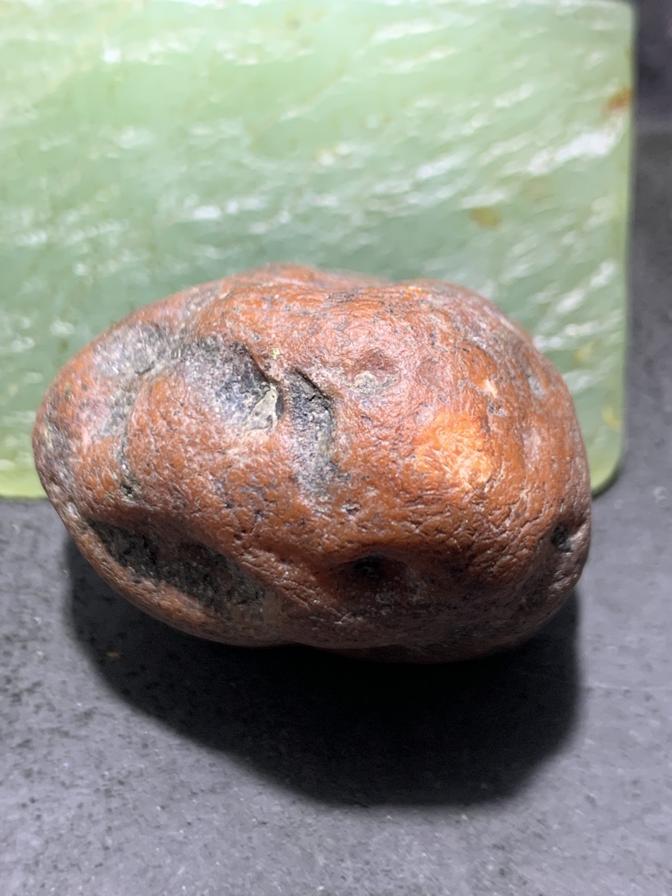 精美柿子红开窗料南红玛瑙原石一颗