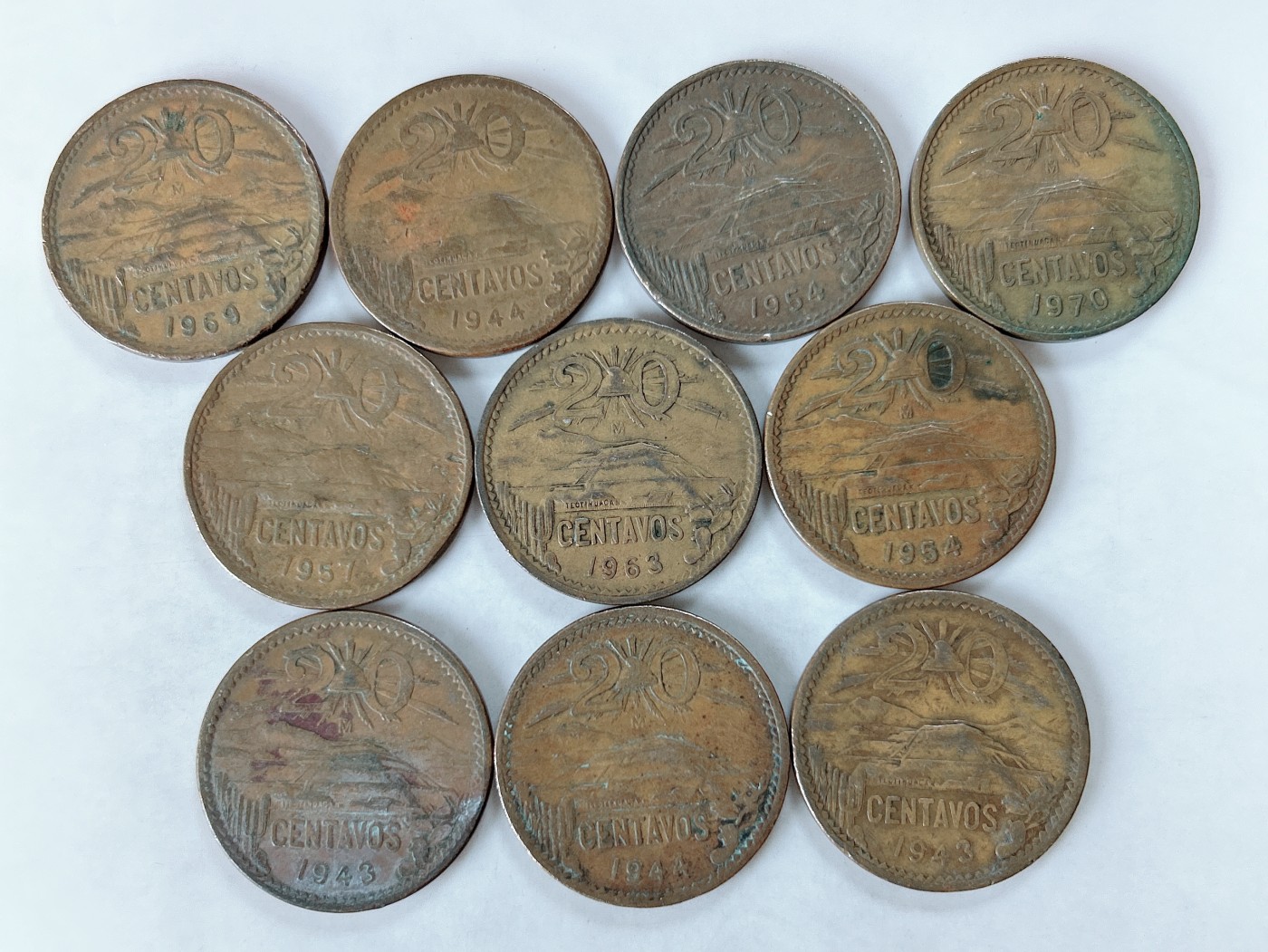 第一海外回流一元起拍收藏 散币专场 第77期 墨西哥20分大铜币 10枚