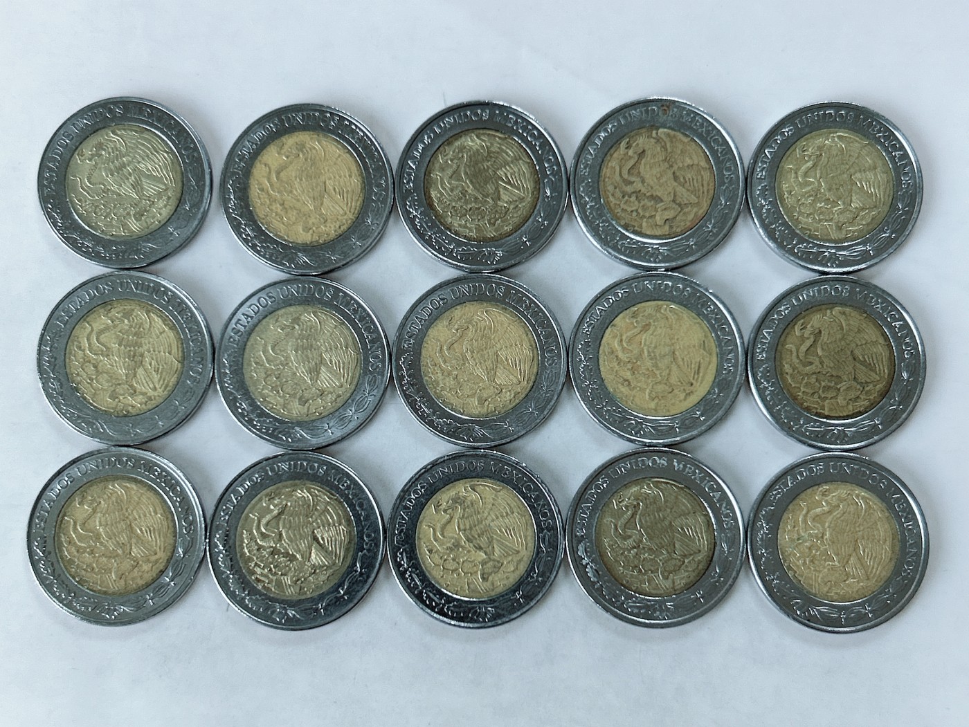 第一海外回流一元起拍收藏 散币专场 第77期 墨西哥1比索玛雅鹰蛇 双金属币 15枚