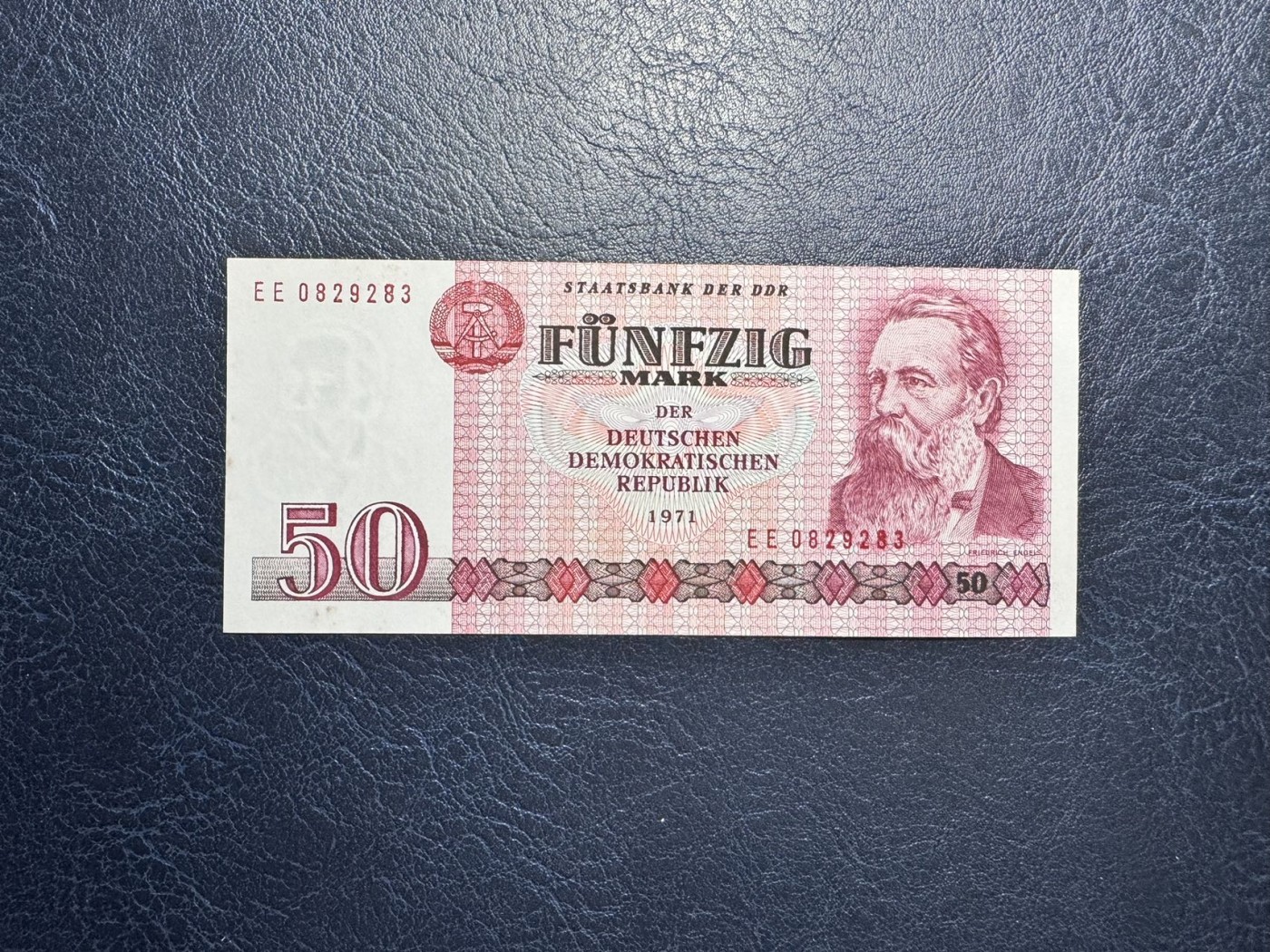 收藏联盟Quantum Auction 第336期拍卖  德国民主1971年50马克 品相UNC- 号码无47