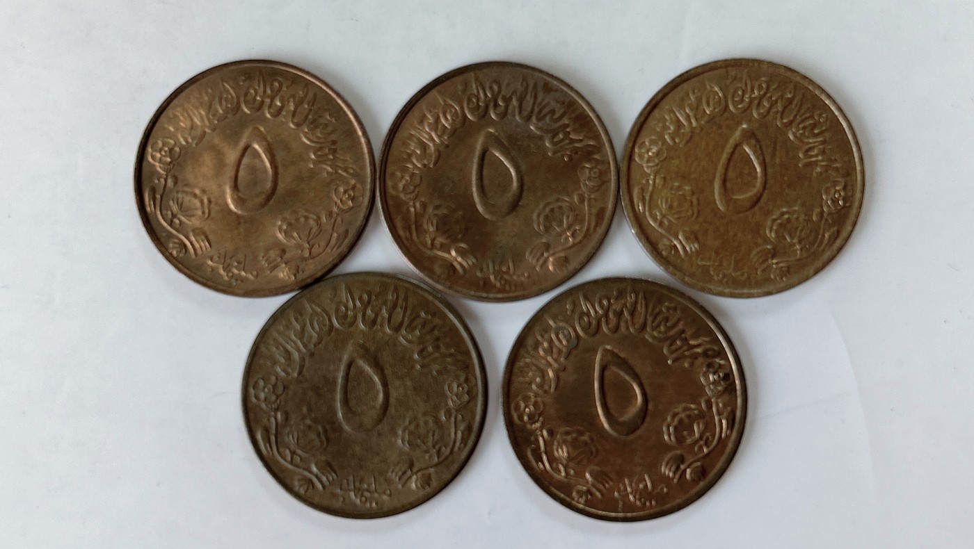 第一海外回流一元起拍收藏 散币专场 第77期 苏丹5米利姆 5枚