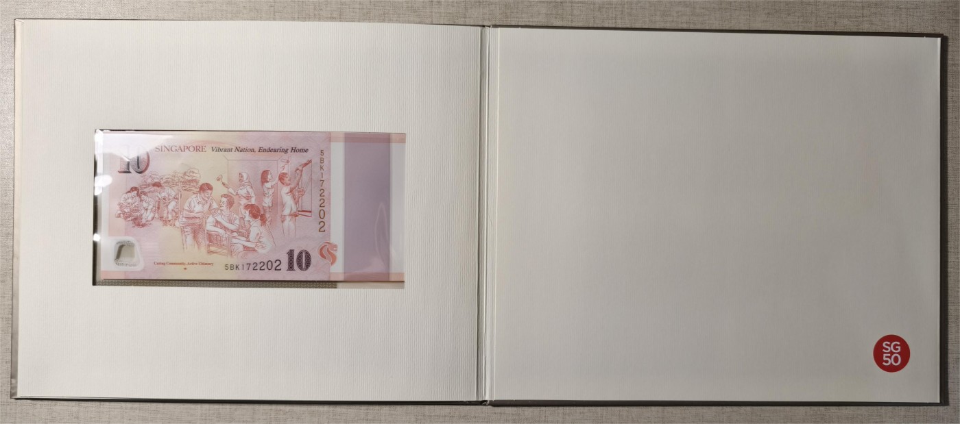 紫瑗钱币——第335期拍卖——纸币场 新加坡 2015年 建国50周年 纪念钞 10 50元 一套2枚 共60新币 原册 UNC