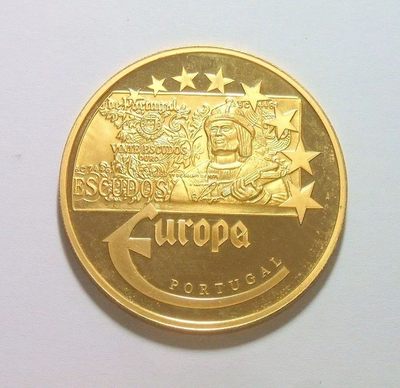 葡萄牙2003年 埃斯库多被欧元取代 高浮雕精制大镀金章 40MM - 葡萄牙2003年 埃斯库多被欧元取代 高浮雕精制大镀金章 40MM
