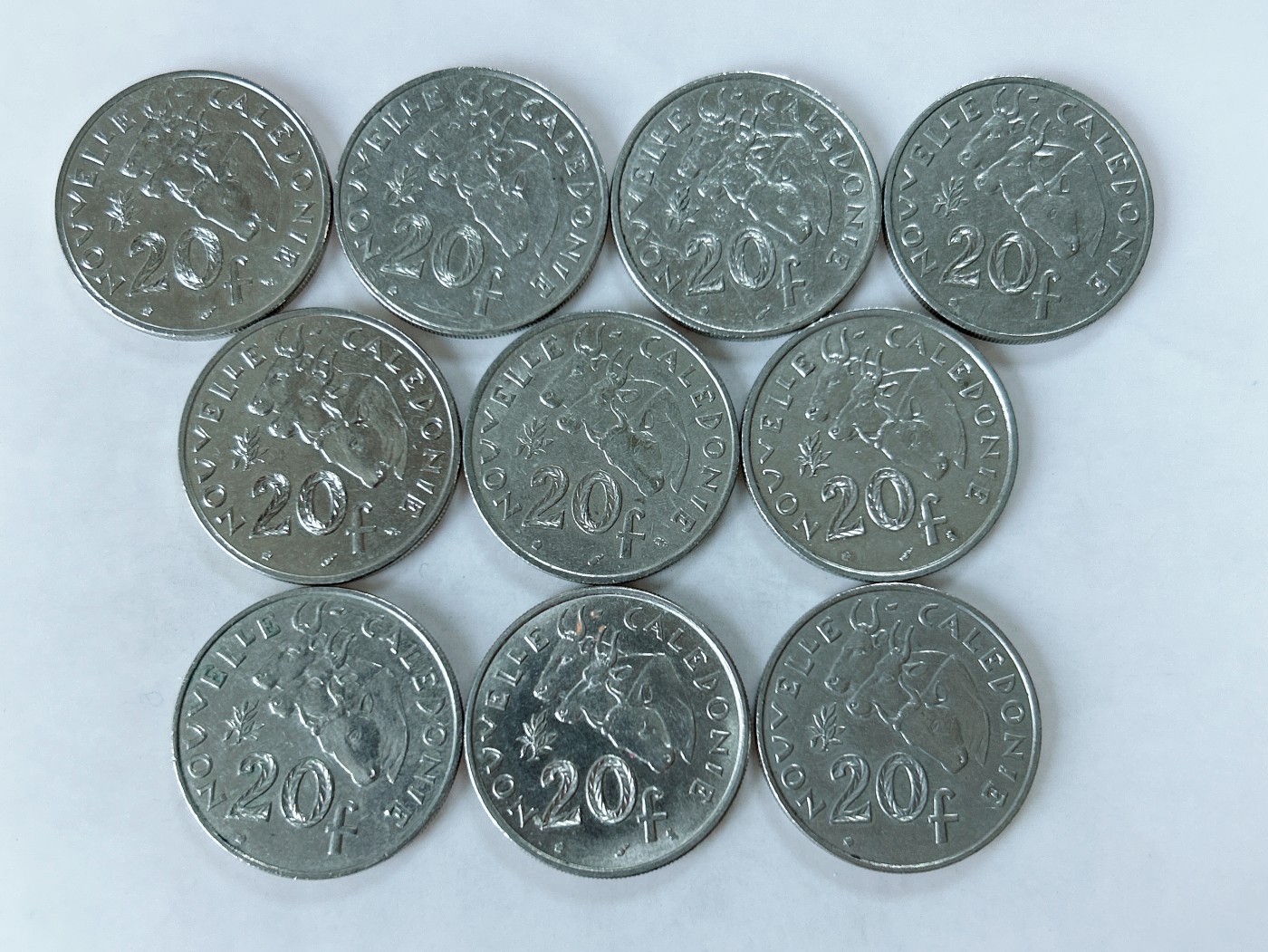 第一海外回流一元起拍收藏 散币专场 第77期 法属新喀里多尼亚20法郎 公牛 10枚