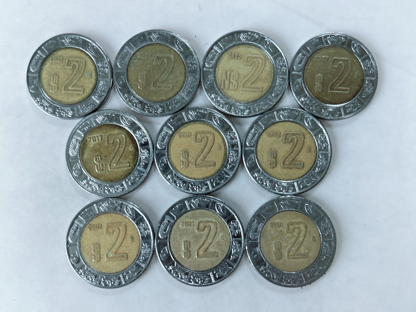 第一海外回流一元起拍收藏 散币专场 第77期 墨西哥2比索玛雅鹰蛇 双金属币 10枚