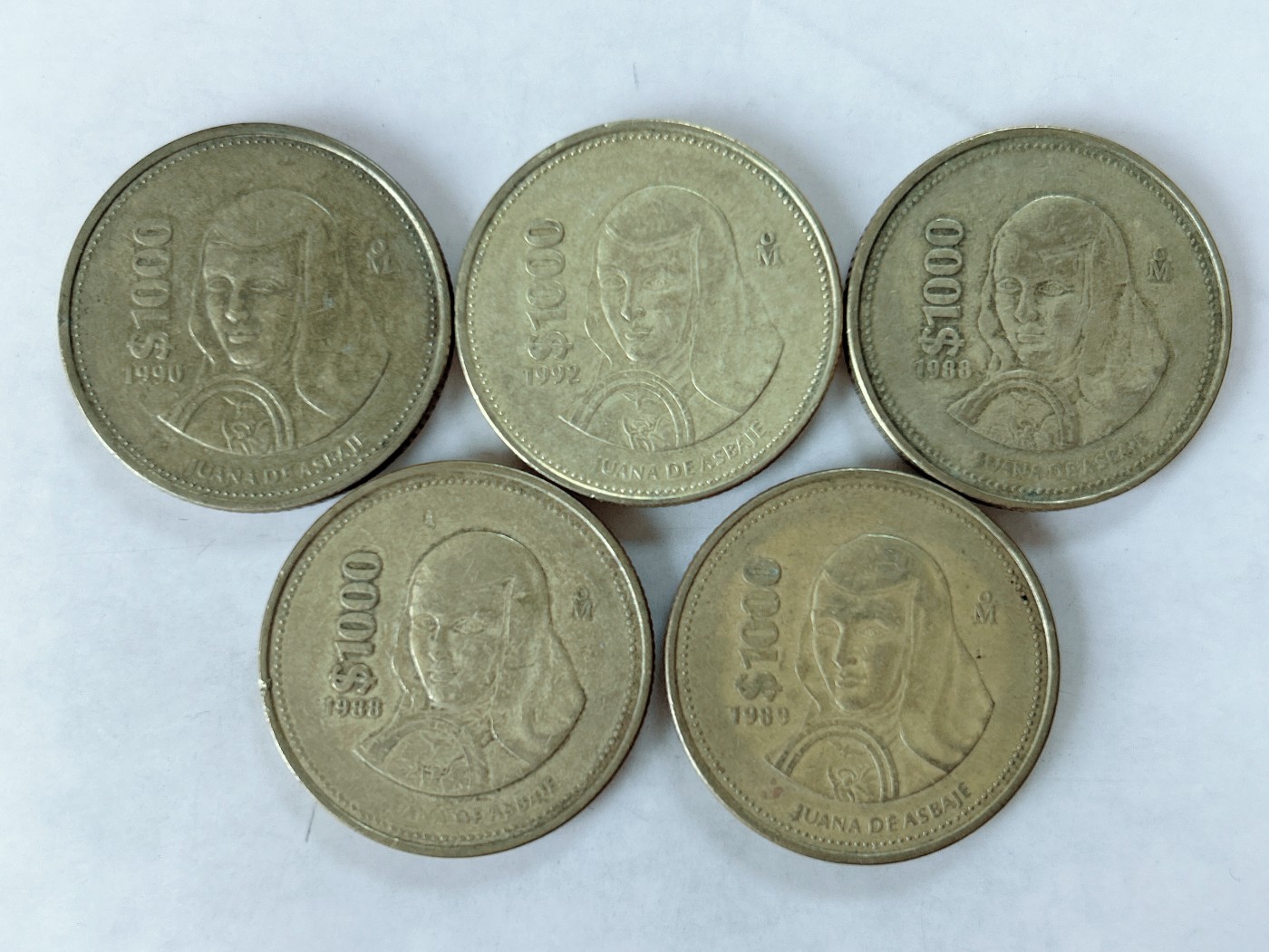 第一海外回流一元起拍收藏 散币专场 第77期 墨西哥1000比索 5枚