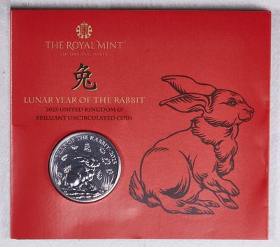 S&S Numismatic世界钱币-拍卖 第112期  - 英国2023年 生肖兔 5英镑纪念币官方卡币 女皇头像最后一枚生肖币