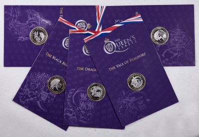 S&S Numismatic世界钱币-拍卖 第77期 - 英属印度洋领地2021年 女神的神兽 2英镑双色纪念币官方卡币 10枚全套  发行量2750套