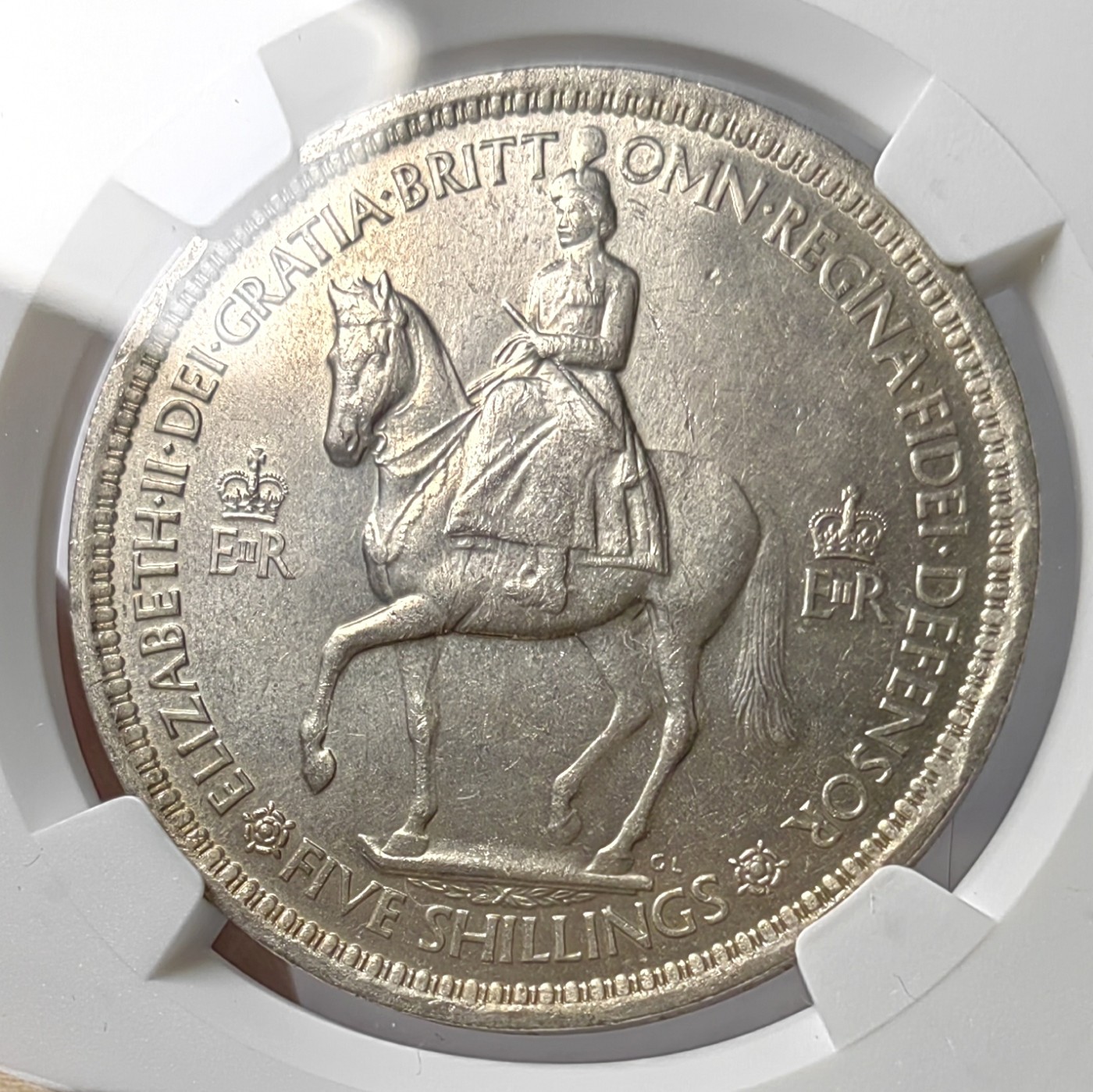 🌿物与斋第七场｜觞咏三春2-世界钱币专场 NGC MS64 ERROR？英国1953年伊丽莎白二世登基纪念克朗，背面疑似lamination或struck thru，同批提交普通评级故无标注