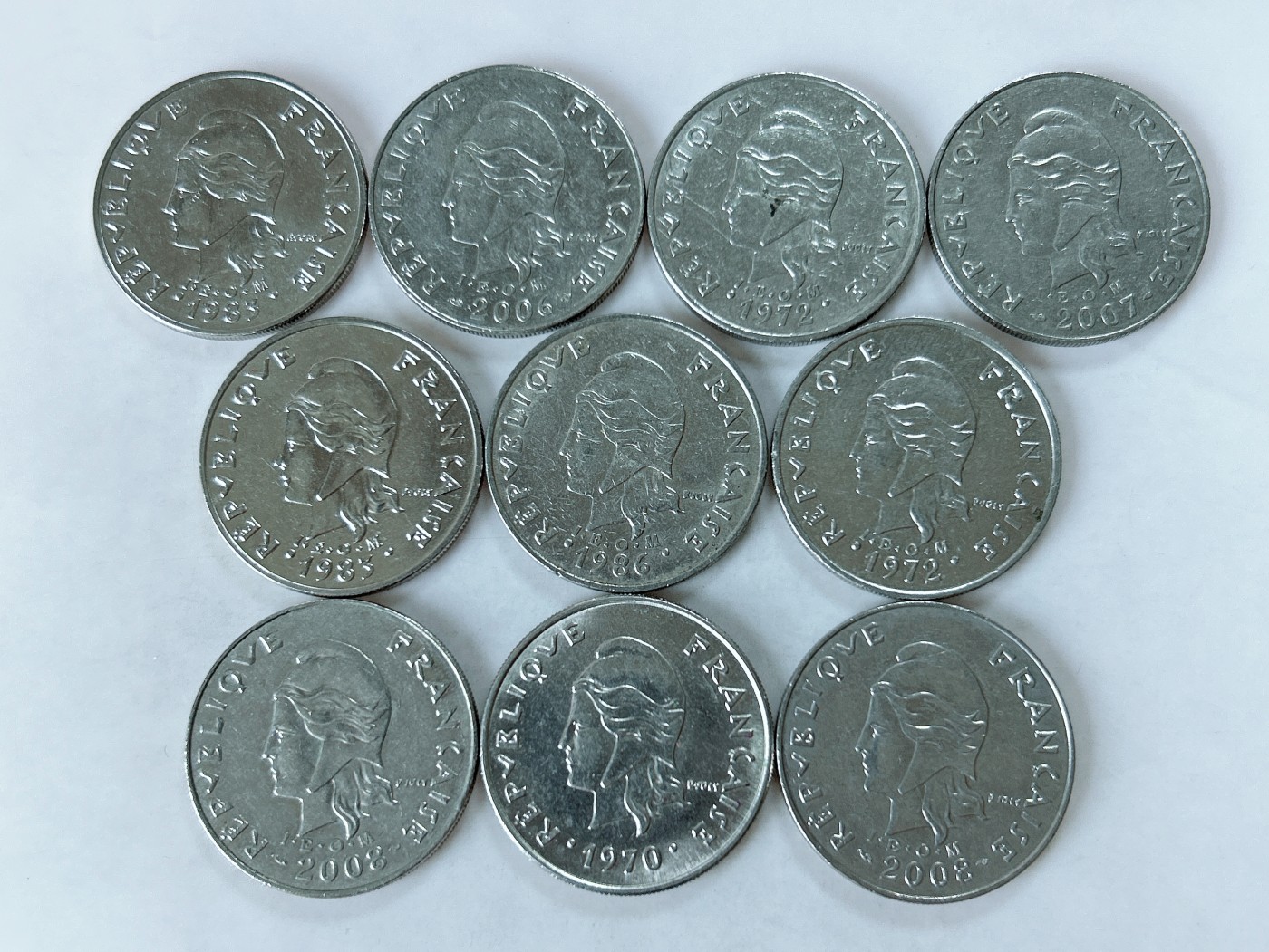 第一海外回流一元起拍收藏 散币专场 第77期 法属新喀里多尼亚20法郎 公牛 10枚