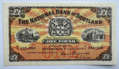 2024第14场（总第166期）：精品塑料钞、纪念钞 - 苏格兰国家银行1958年版1镑UNC