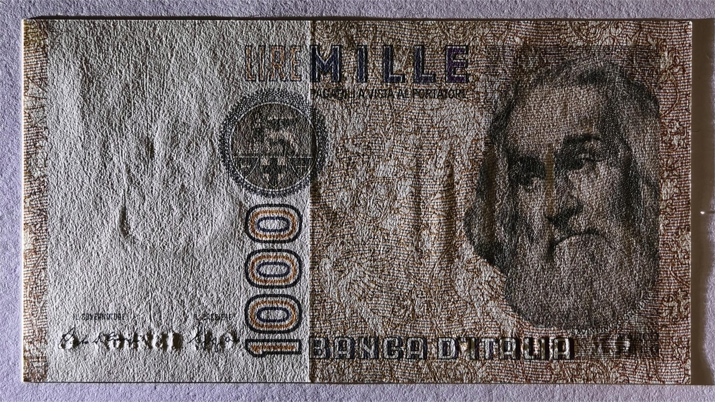 紫瑗钱币——第335期拍卖——纸币场 意大利 1982年 达·芬奇 1000里拉 UNC