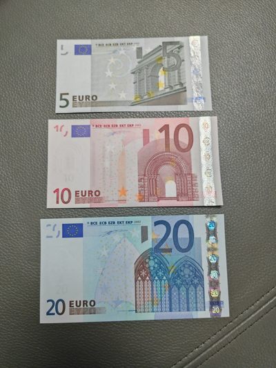 欧盟纸币Euro 2002版 一签 小套 5欧元-10欧元-20欧元 全新UNC - 欧盟纸币Euro 2002版 一签 小套 5欧元-10欧元-20欧元 全新UNC