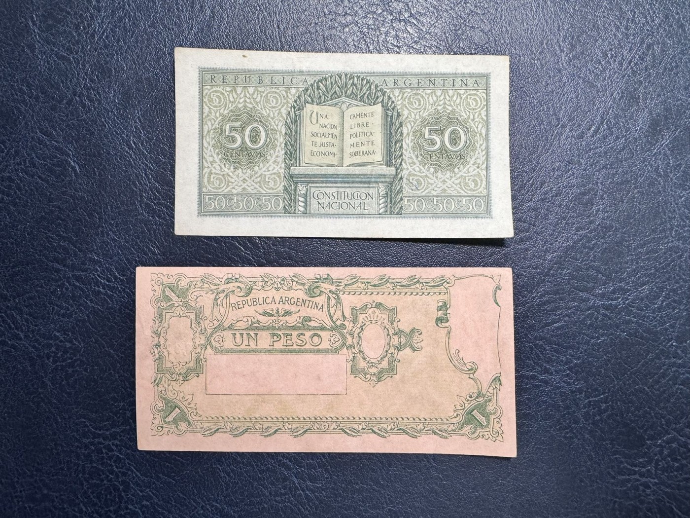 收藏联盟Quantum Auction 第336期拍卖  阿根廷1947年50分和1比索 品相AU+ 