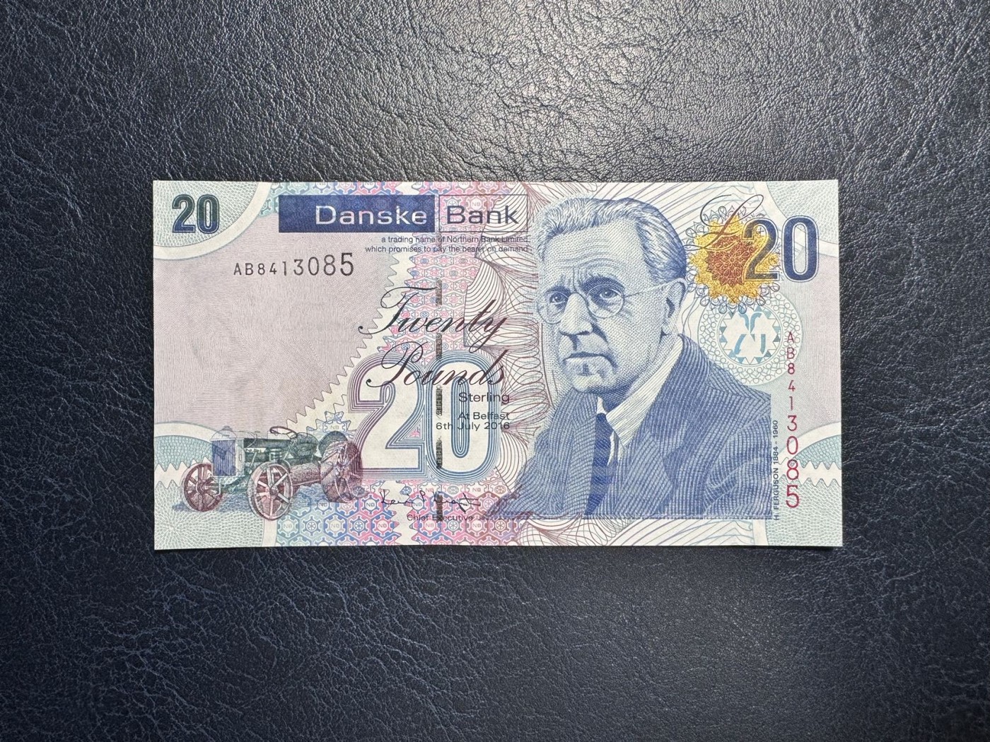 收藏联盟Quantum Auction 第336期拍卖  北爱尔兰2016年20镑 品相UNC 发明家 弗格森 边缘瑕疵为正常水印工艺