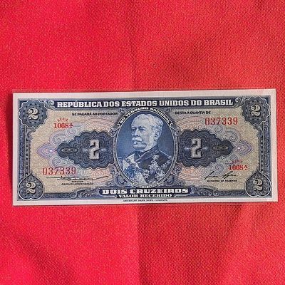 巴西1954年至1958年2克鲁塞罗 P-151b 签名6 1068序列 美洲纸币 实物图 UNC - 巴西1954年至1958年2克鲁塞罗 P-151b 签名6 1068序列 美洲纸币 实物图 UNC