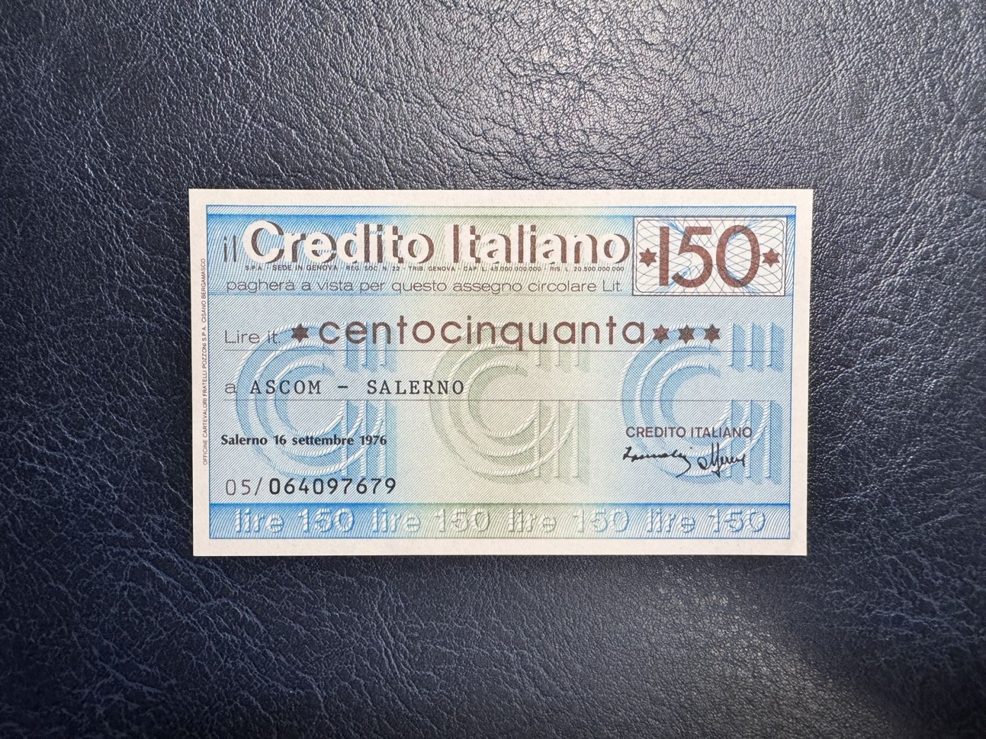 收藏联盟Quantum Auction 第336期拍卖  意大利罗马省1976年150里拉紧急币 品相全新UNC 