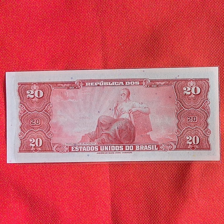 巴西1963年20克鲁塞罗 P-168b 签名12 1178序列 美洲纸币 实物图 UNC