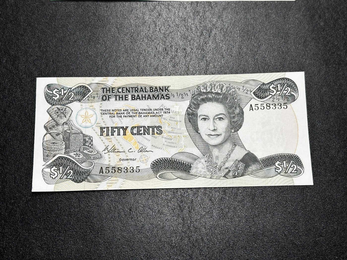 《外钞收藏家》第三百五十五期（连拍第二场） 1974年巴哈马50分 全新UNC A冠 无47