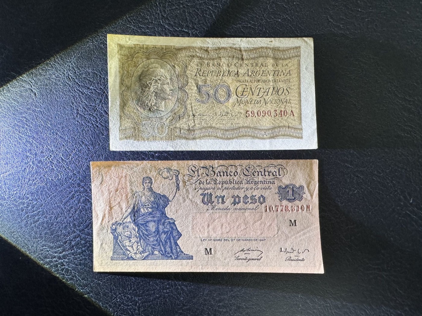收藏联盟Quantum Auction 第336期拍卖  阿根廷1947年50分和1比索 品相AU+ 