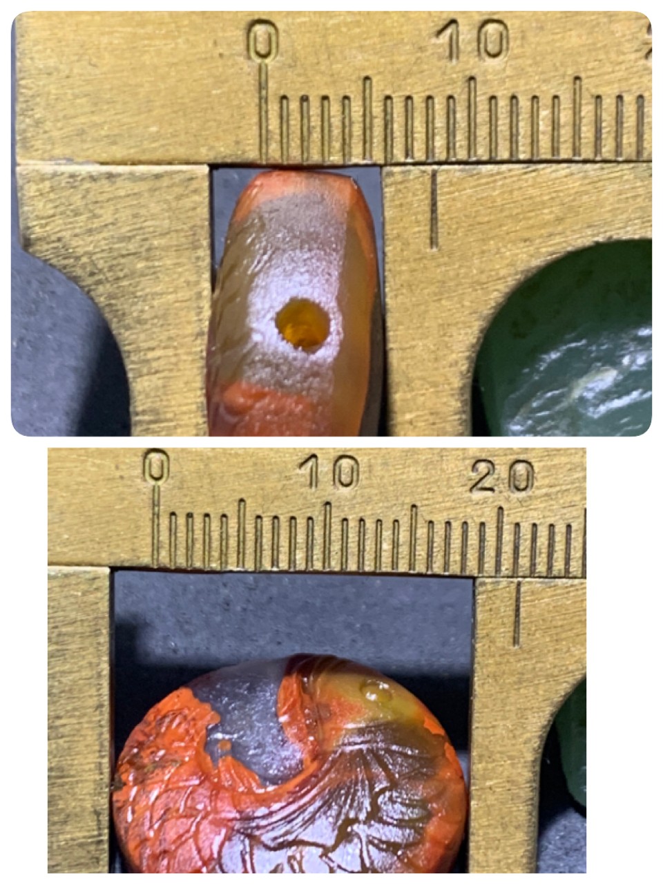 精美亚光高润度冰飘战国红玛瑙手工俏色巧雕鲤鱼板珠一个！
