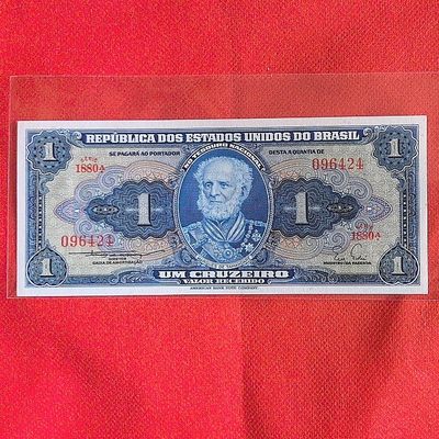 巴西1954年至1958年1克鲁塞罗 P-50b 签名3 1880序列 美洲纸币 实物图 UNC - 巴西1954年至1958年1克鲁塞罗 P-50b 签名3 1880序列 美洲纸币 实物图 UNC